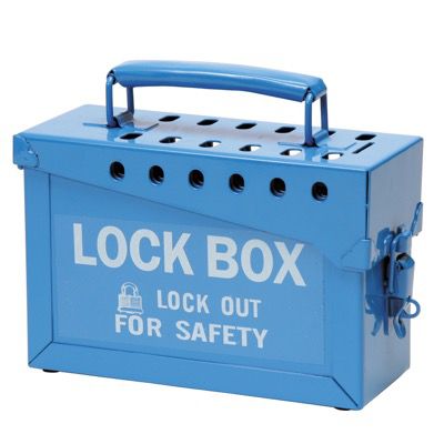 Brady 45190 Portable Metal Lock Box - Blue - 12 Lock Capacity
