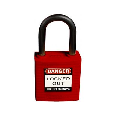 Brady 143158 Compact Plastic Red Safety Padlock Keyed Different - 1" Shackle - 6PK