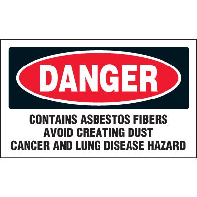 Chemical Hazard Labels - DANGER Contains Asbestos
