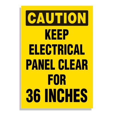 Caution Keep Electrical Panel Clear for 36 Inches Voltage Warning Label