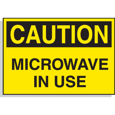 Caution Labels - Microwave In Use - Hazard Warning Labels