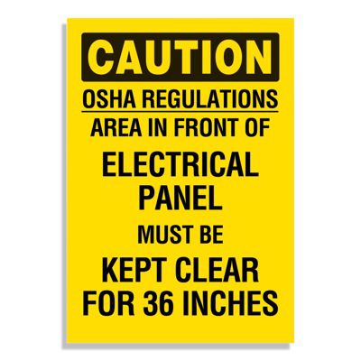 Voltage Warning Labels - Caution OSHA Regulations Keep Clear 36 Inches