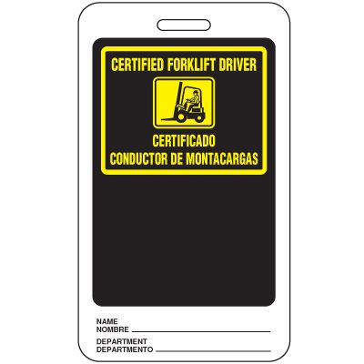 Bilingual Forklift Driver ID Tag