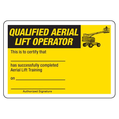 Certification Photo Wallet Cards - Qualified Aerial Lift Operator