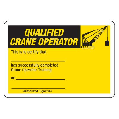 Certification Photo Wallet Cards - Qualified Crane Operator