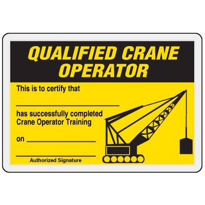 Qualified Crane Operator Card