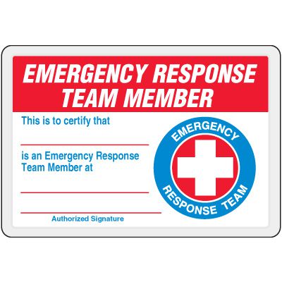 Emergency Response Team Member Card