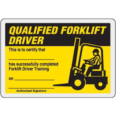 Qualified Forklift Driver Card