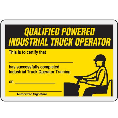 Qualified Powered Industrial Truck Operator Card