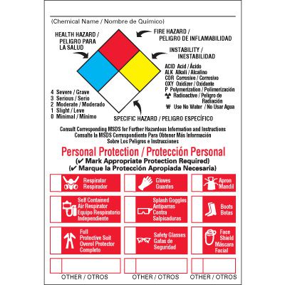Bilingual NFPA Labels - Personal Protection/Protección Personal
