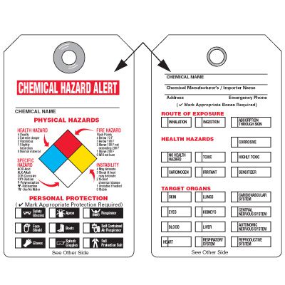 NFPA Chemical Hazard Alert Tag