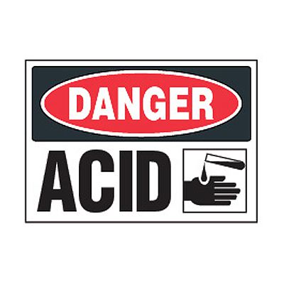 Chemical Safety Labels - Danger Acid (With Graphic)