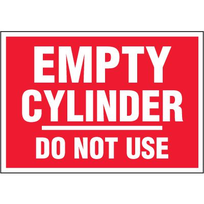 Chemical Hazard Labels - Empty Cylinder Do Not Use