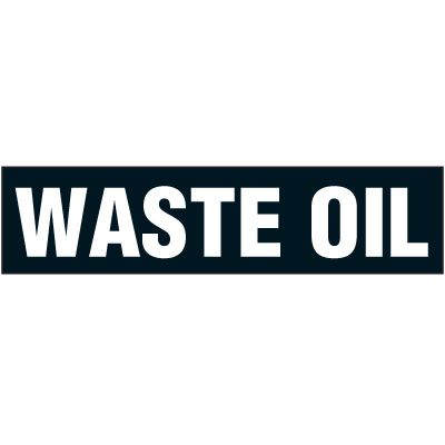 Waste Oil Chemical Hazard Label - White on Black