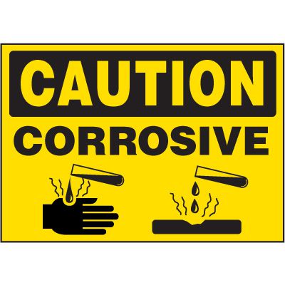 Chemical Hazard Labels - Caution Corrosive