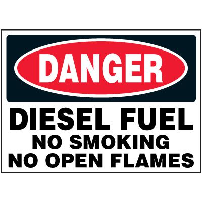 Danger Labels - Diesel Fuel No Smoking, No Open Flames