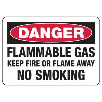 Danger Signs - Flammable Gas No Smoking