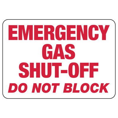 Emergency Gas Shut-Off Sign