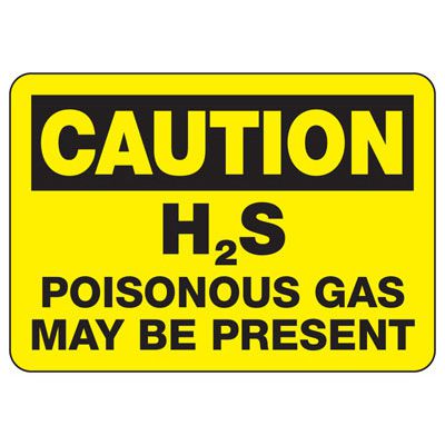 Caution H2S Poisonous Gas Present Sign