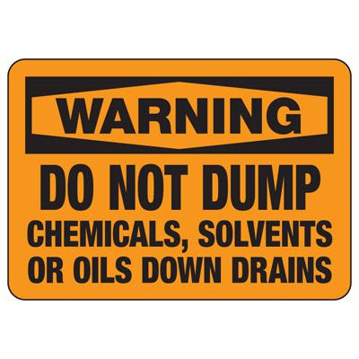 Do Not Dump Down Drains Sign