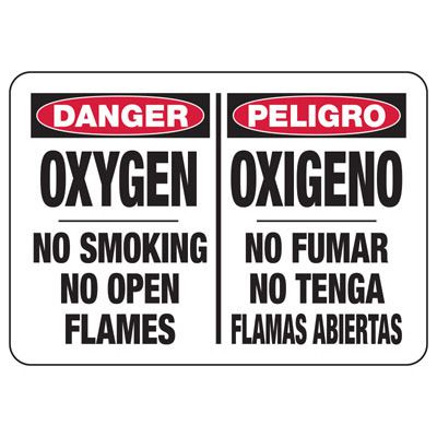 Bilingual Danger Signs - Oxygen No Smoking No Flame