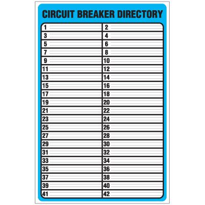 Circuit Breaker Directory Sign