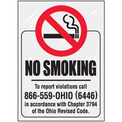 Ohio No Smoking Window Decal
