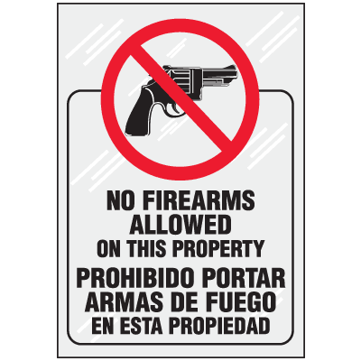 Bilingual No Firearms Allowed Clear Label