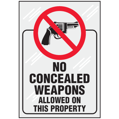 No Concealed Weapons Allowed Clear Label