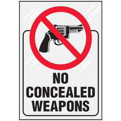 No Concealed Weapons Clear Label