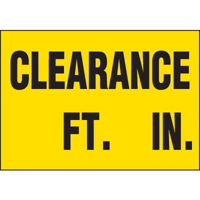 Clearance Feet & Inches Labels