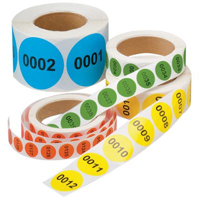Color-Coded Consecutive Number Inventory Labels