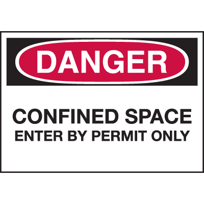 Confined Space Labels - Danger Confined Space Enter By Permit Only