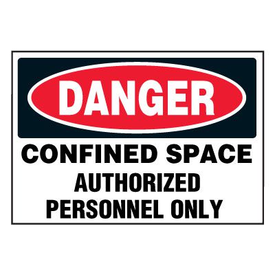 Confined Space Labels On-A-Roll - Danger Authorized Personnel