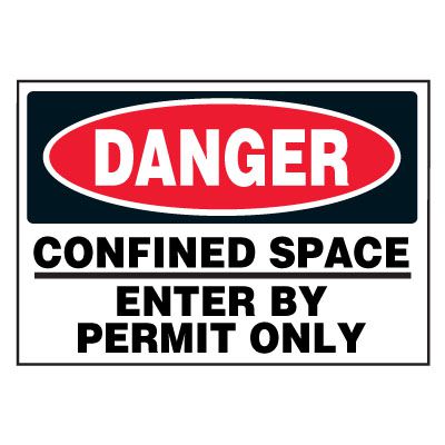 Confined Space Labels On-A-Roll - Danger Enter By Permit