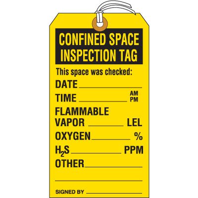 Cardstock Confined Space Inspection Tag