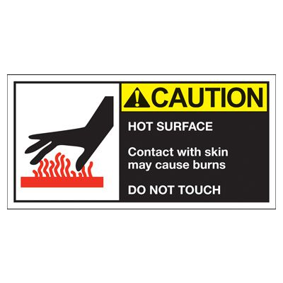 Conveyor Safety Labels - Caution Hot Surface Contact