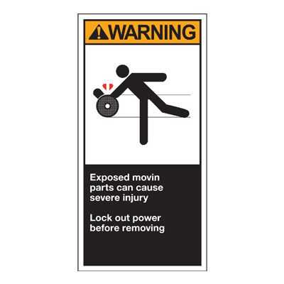 Conveyor Safety Labels - Warning Exposed Moving Parts Can Cause Severe Injury Lock Out