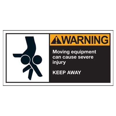 Conveyor Safety Labels - Warning Moving Equipment Can Cause Severe Injury