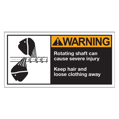 Conveyor Safety Labels - Warning Rotating Shaft Can Cause Injury