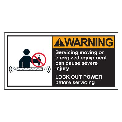 Conveyor Safety Labels - Warning Servicing Or Energized Equipment