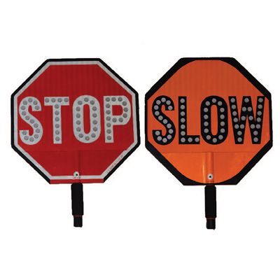 STOP/SLOW - 18" H x 18" W Plastic High-Intensity Prismatic (HIP) Traffic Control Paddle