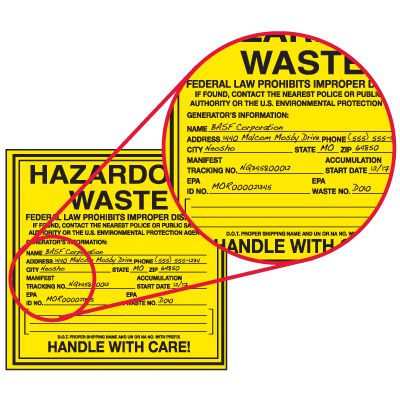 Custom Hazardous Waste Container Labels