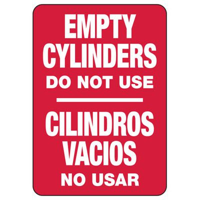 Bilingual Safety Sign - Empty Cylinders Do Not Use