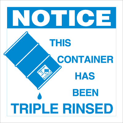 Triple Rinsed D.O.T. Container Label