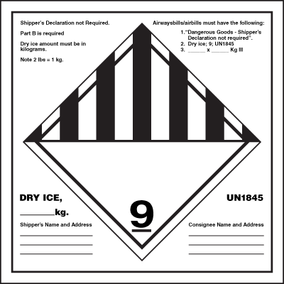 D.O.T. Labels - Dry Ice