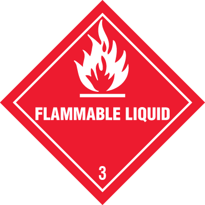 Class 3 D.O.T. Flammable Liquid Shipping Labels