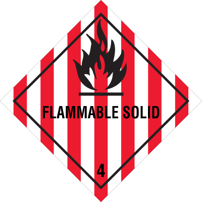 Class 4 D.O.T. Flammable Solid Shipping Labels