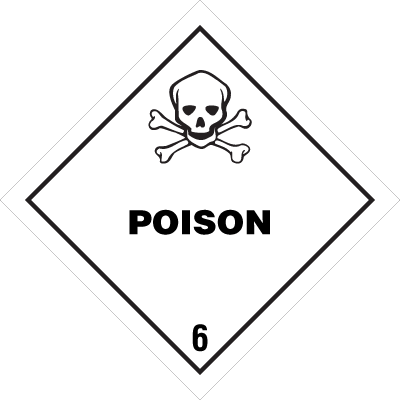 Poison Class 6 D.O.T Shipping Labels
