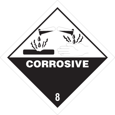 D.O.T. Corrosive Shipping Labels